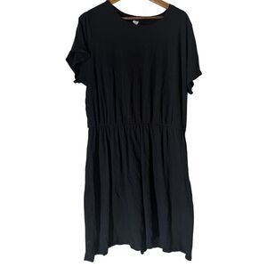 Old Navy Black Gauzy Cotton Dress Womens Sz 2X Short Sleeve Basic Lightweight